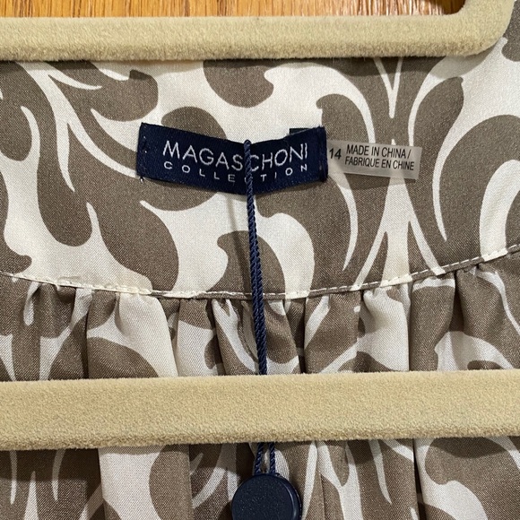 Magaschoni Silver Embellished 3/4 Sleeve Blouse - Picture 2 of 7